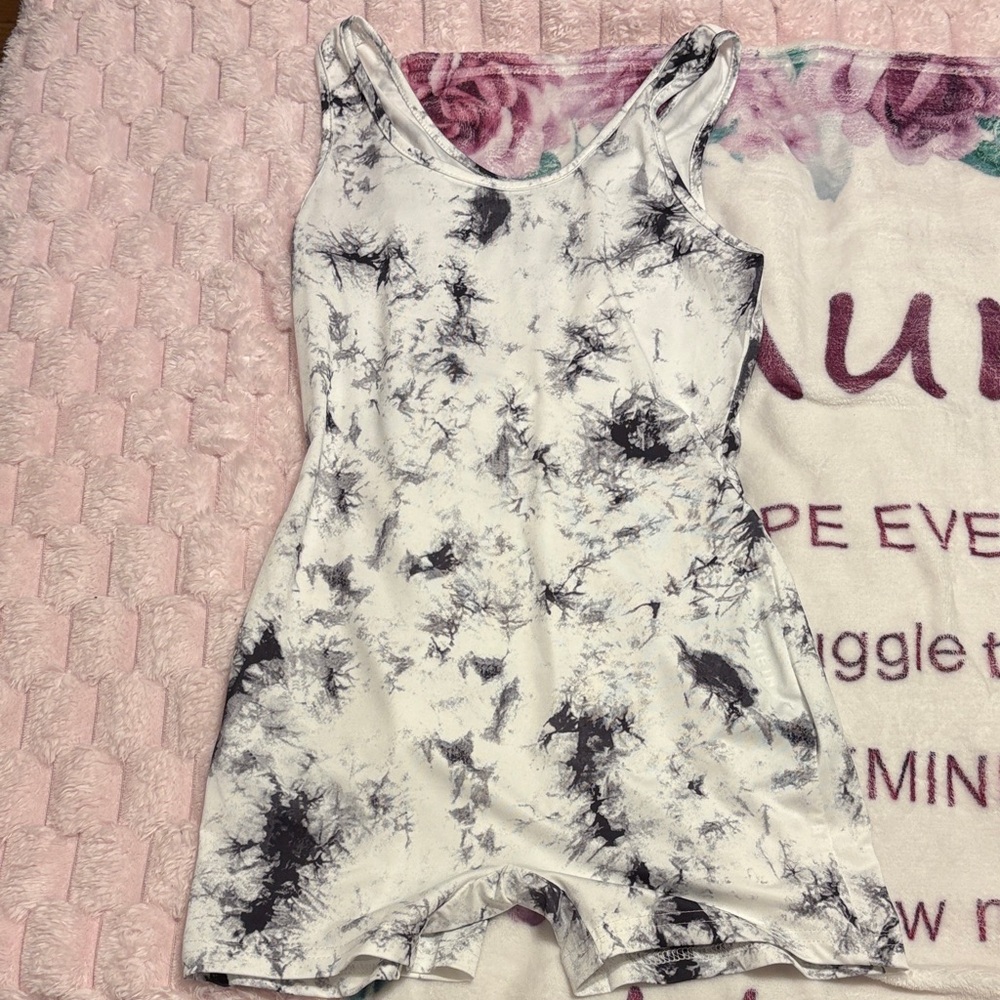 SHEIN Black and White Tie-Dye Romper